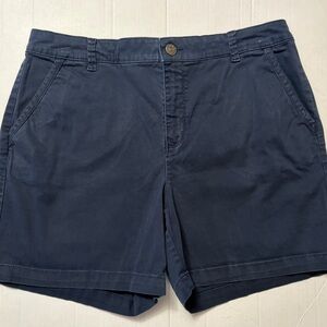 Women’s Gloria Vanderbilt Navy Chino Shorts Size 12 Mid Rise Casual Summer